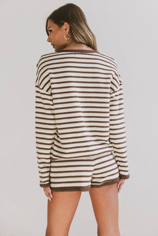 Striped top in brown 