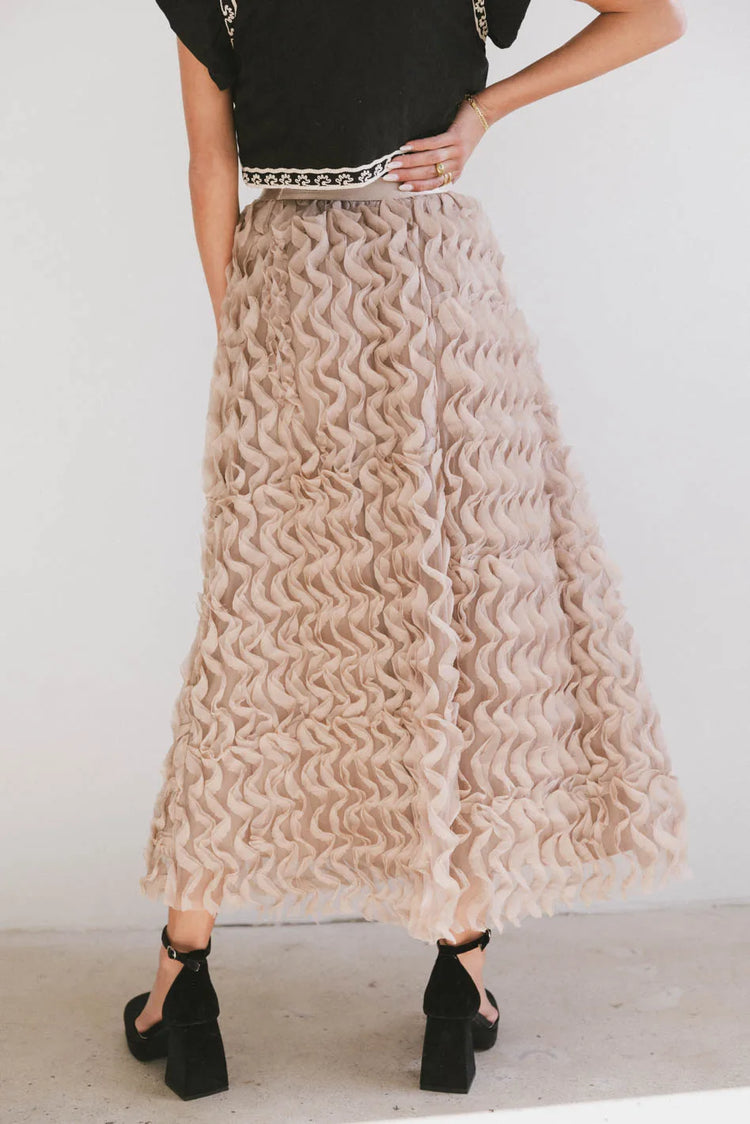 Plain color ruffle skirt in mauve 