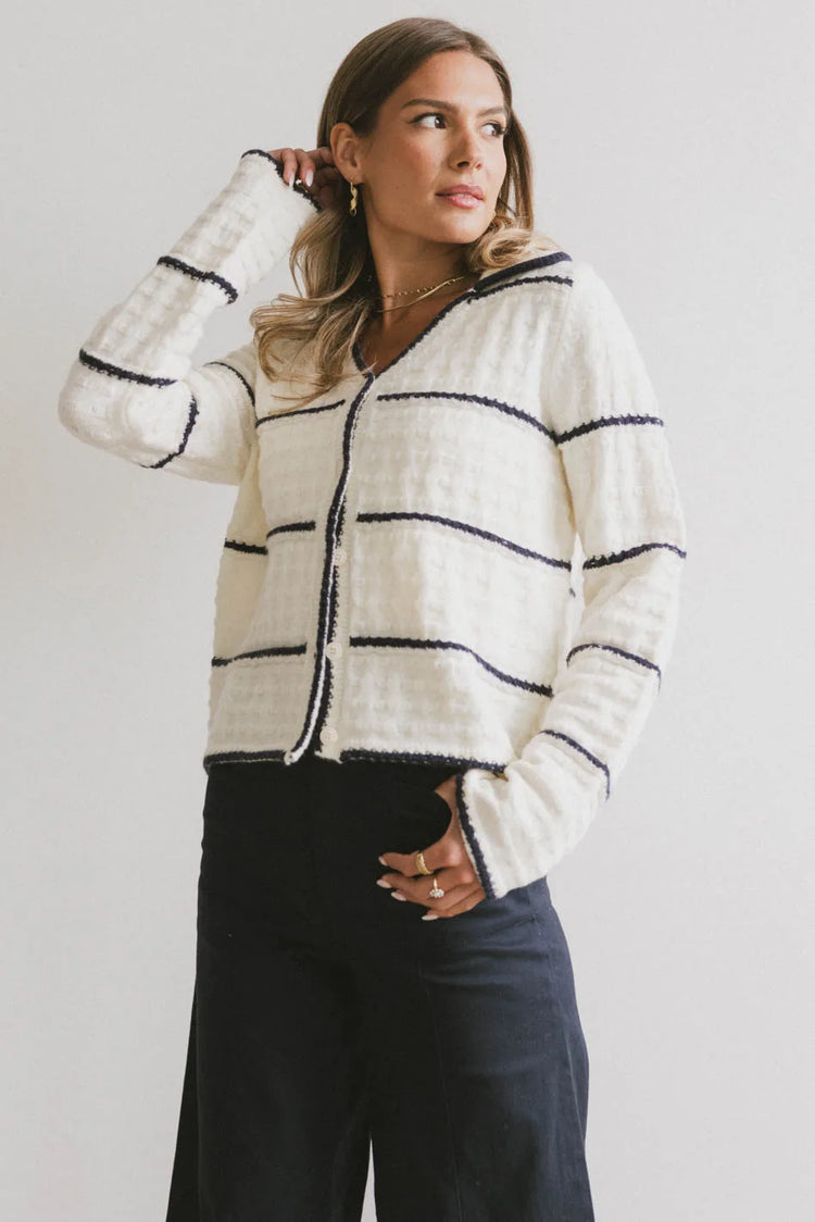 Knit cardigan in cream 