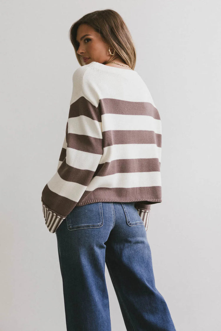 Knit striped sweater in brown 