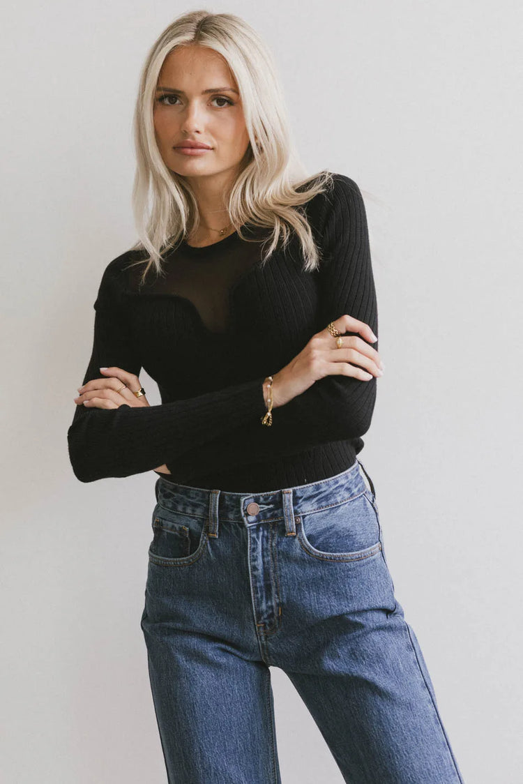 Knit top in black 