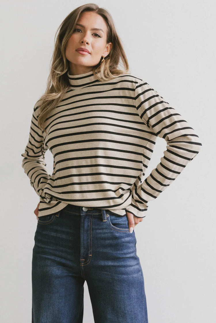 Striped top in taupe 