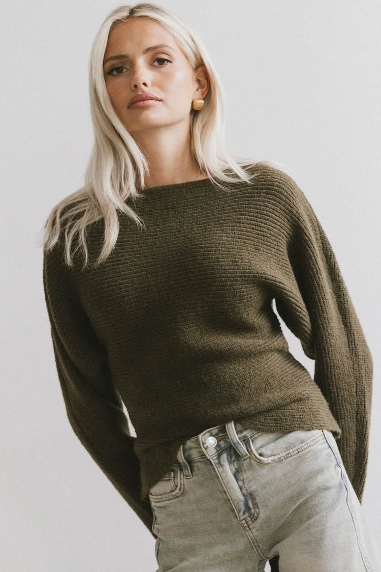 Knit top in olive 