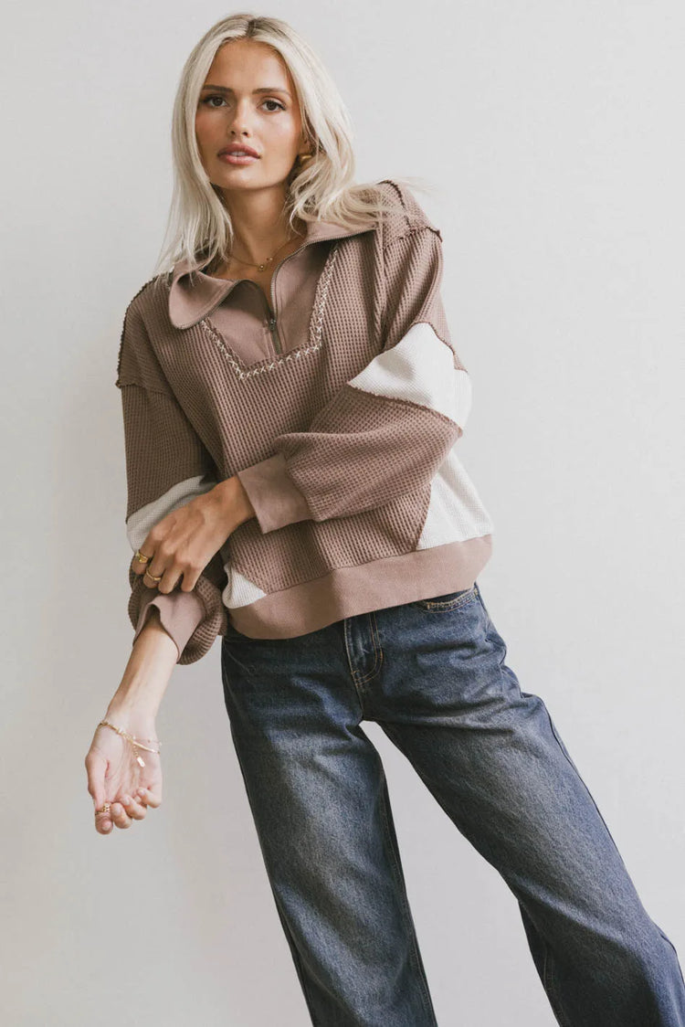 Long sleeves top in brown 