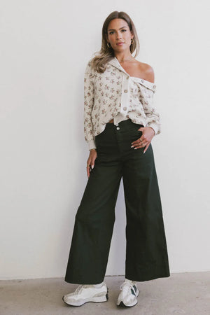 Aspen Wide Leg Slacks in Hunter Green