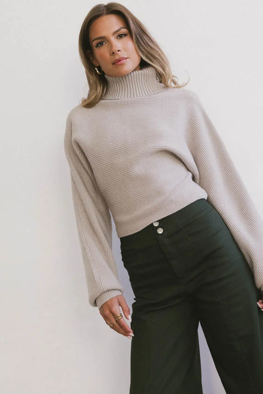 Plain color turtle neck top 