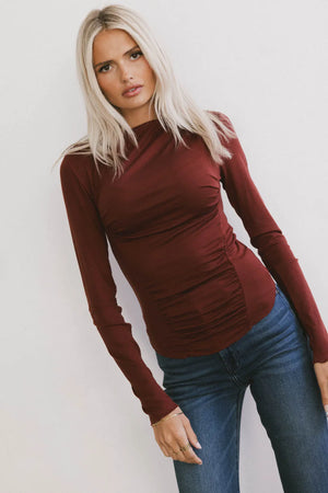 Bianca Ruched Top in Burgundy