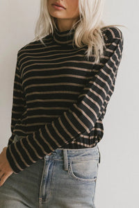 Striped mock neck top 