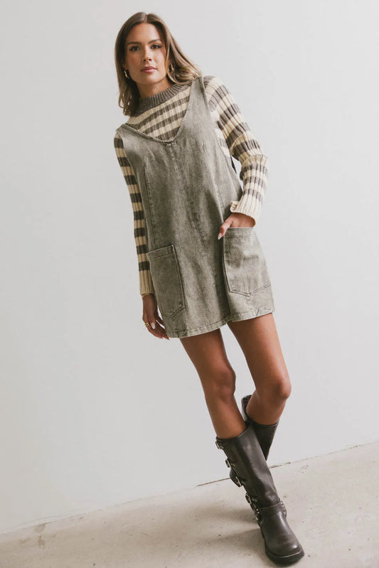 Two hand pockets mini denim overall 