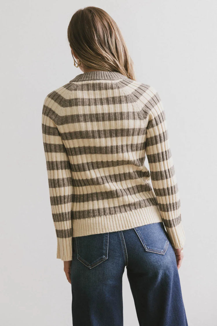 Striped sweater in olive 