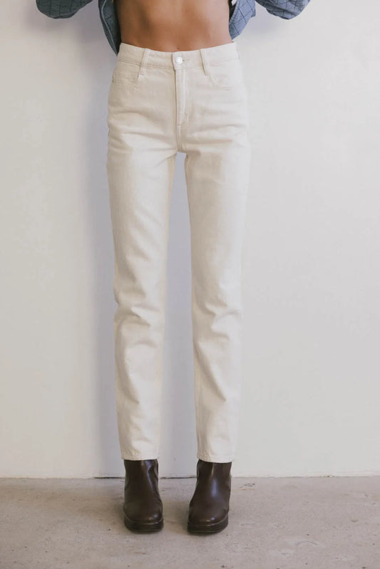 Straight leg pants in cream 