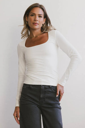 Tatiana Scoop Neck Top in Cream