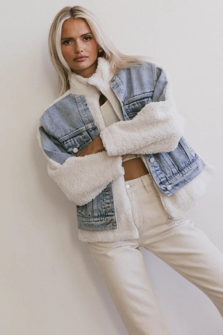 Sherpa jacket in denim 