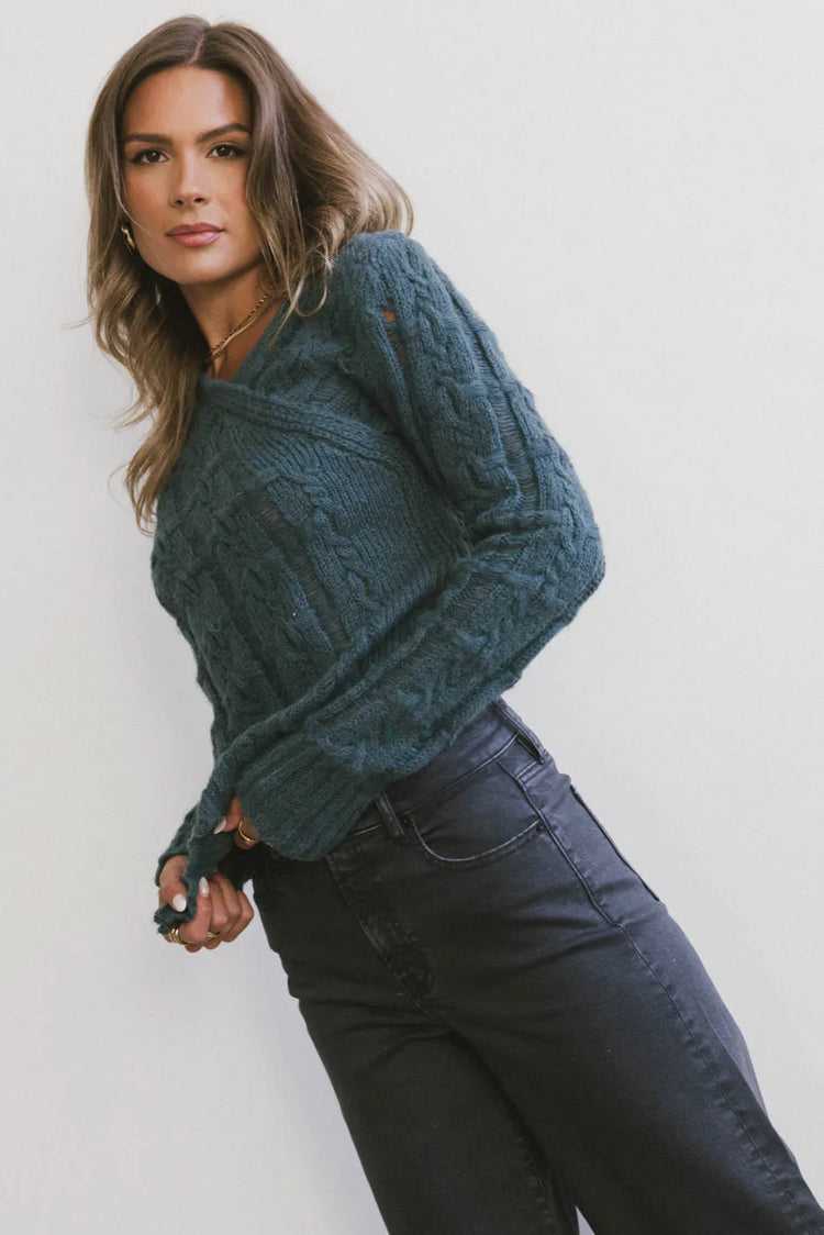 Long sleeves top in teal 