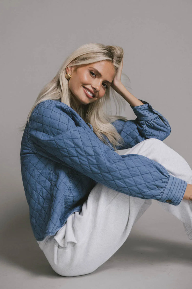 Quilted sleeves jacket in denim 