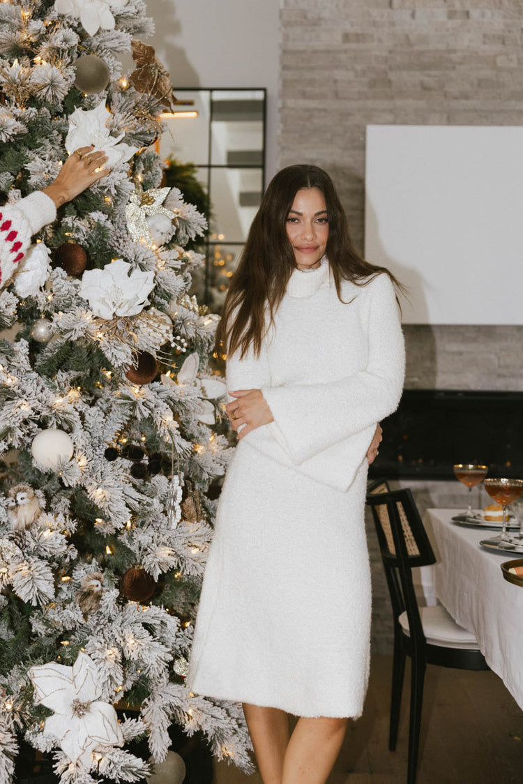 white turtleneck sweater dress