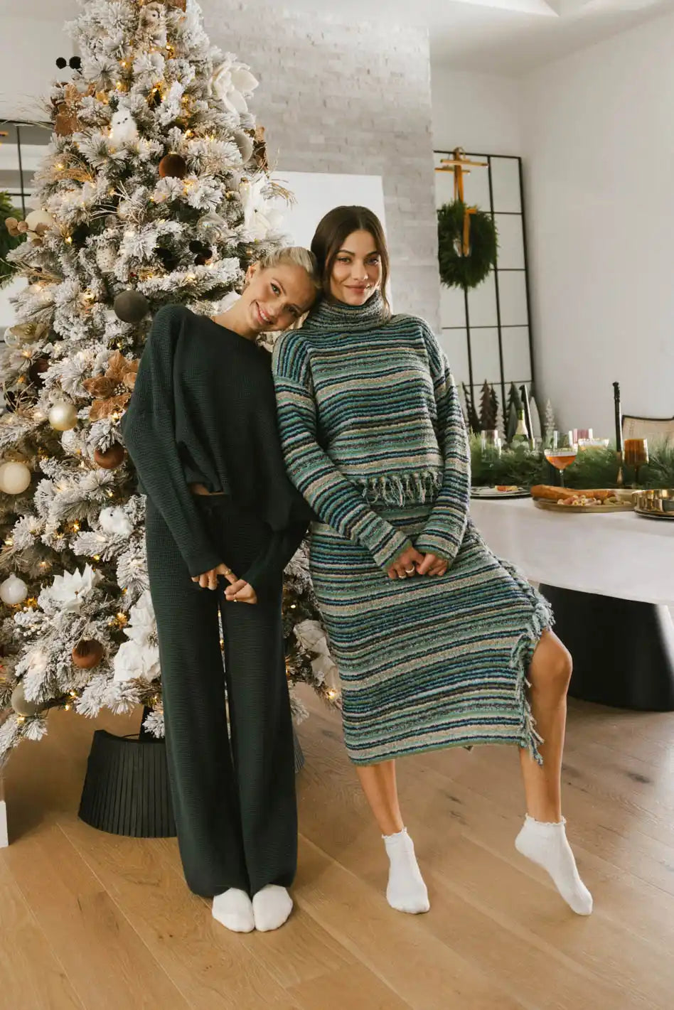 midi stripped knit skirt 