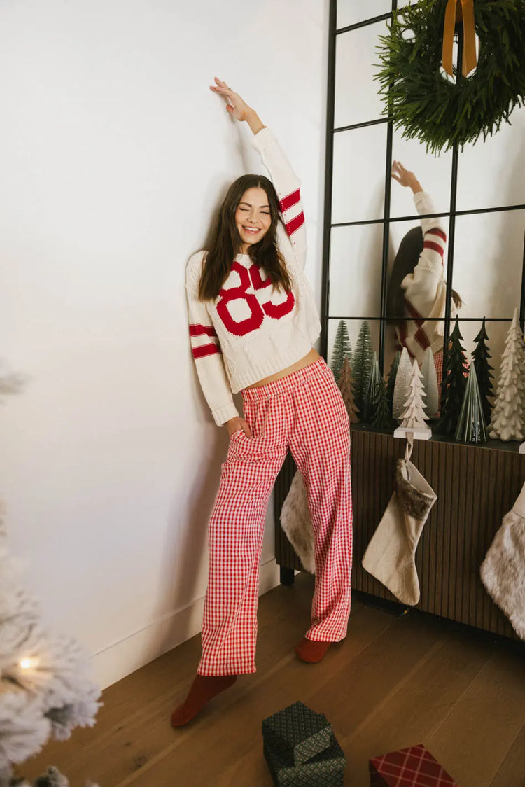 red checkered pants