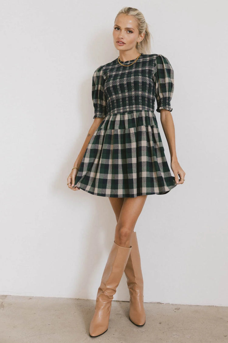 Mini dress in hunter green 