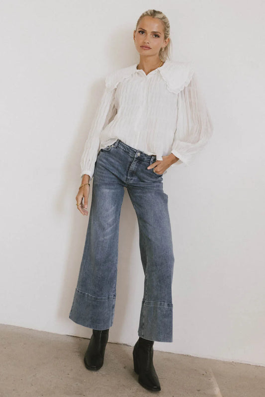 Wide leg denim in medium wash 