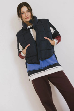 Bellese Quilted Puffer Vest in Navy