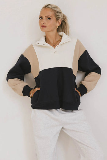 Half button up sweater in multi color 