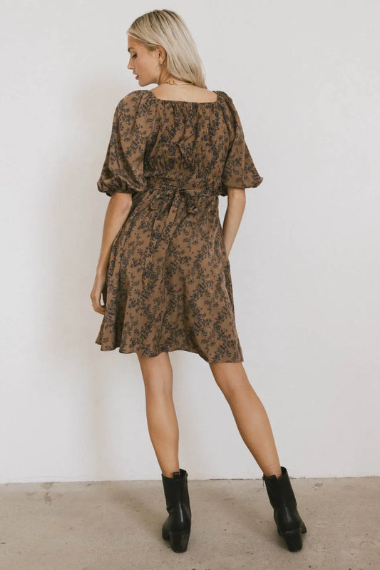 Floral dress in brown 