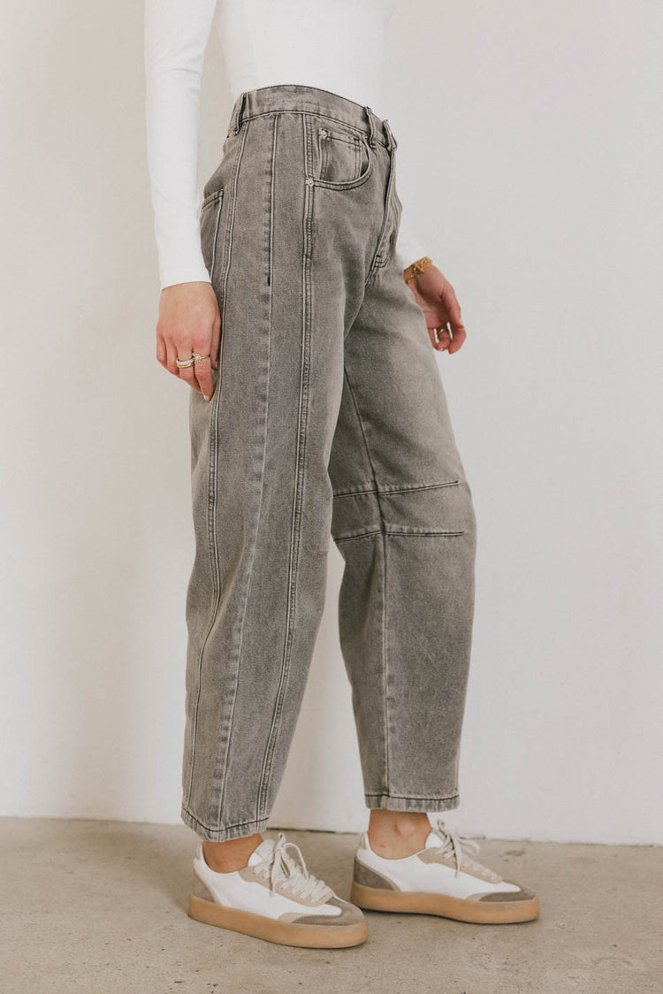 barrel denim jeans in grey