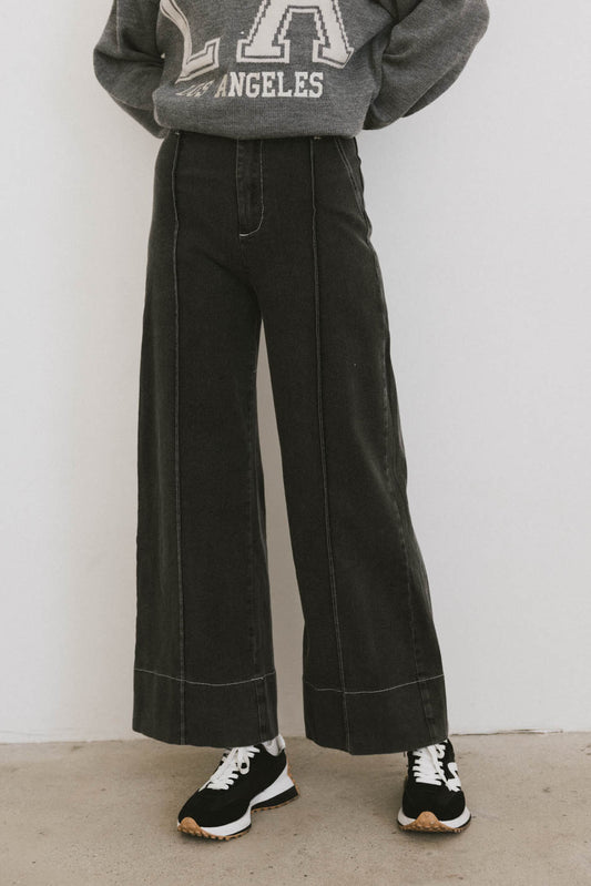 black wide leg denim