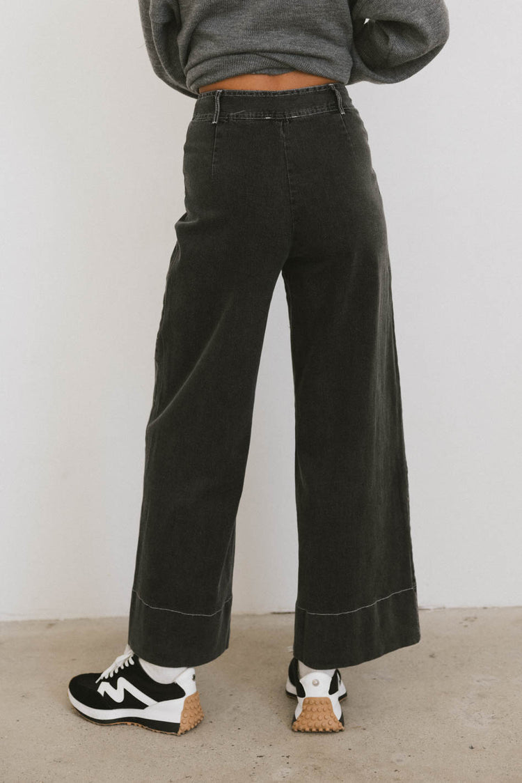 black denim jeans with wide leg