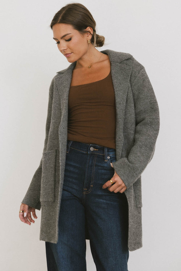 open front cardigan with pockets