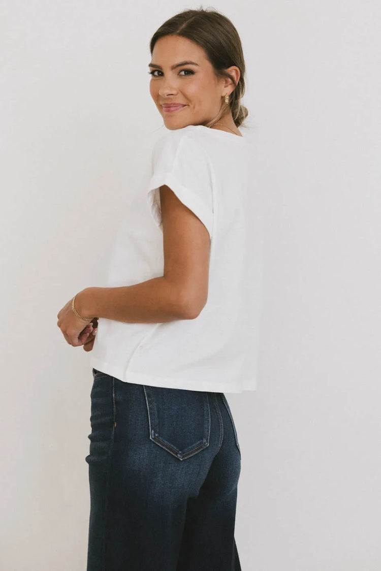 Short sleeves basic top in white 