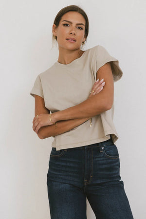 Rowena Boxy Top in Stone