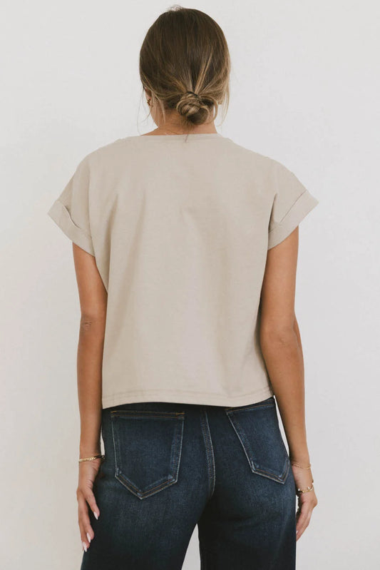 Plain color top in bone 