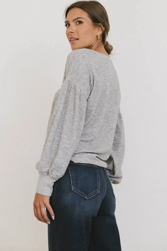 Long sleeves basic top in grey 