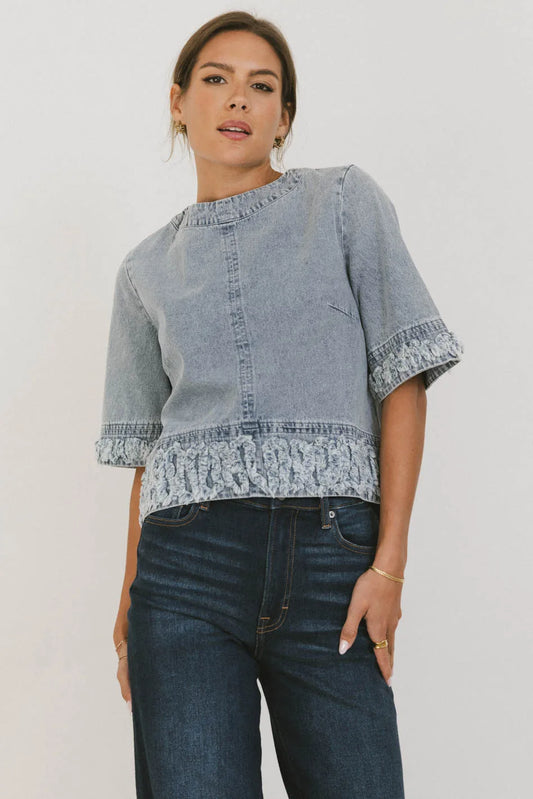 Round neck denim top 