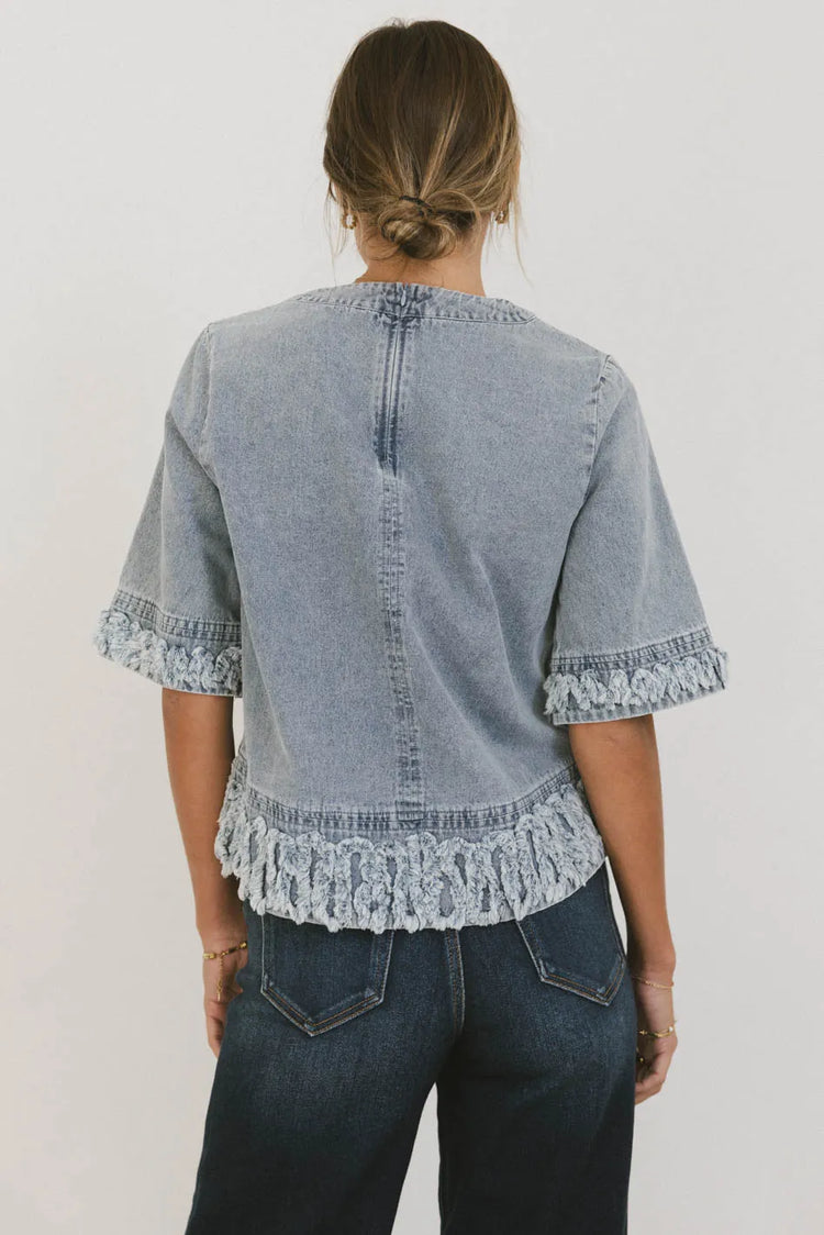 Plain color denim top