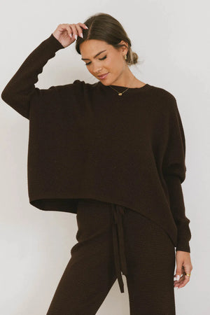 Jesse Waffle Knit Top in Brown