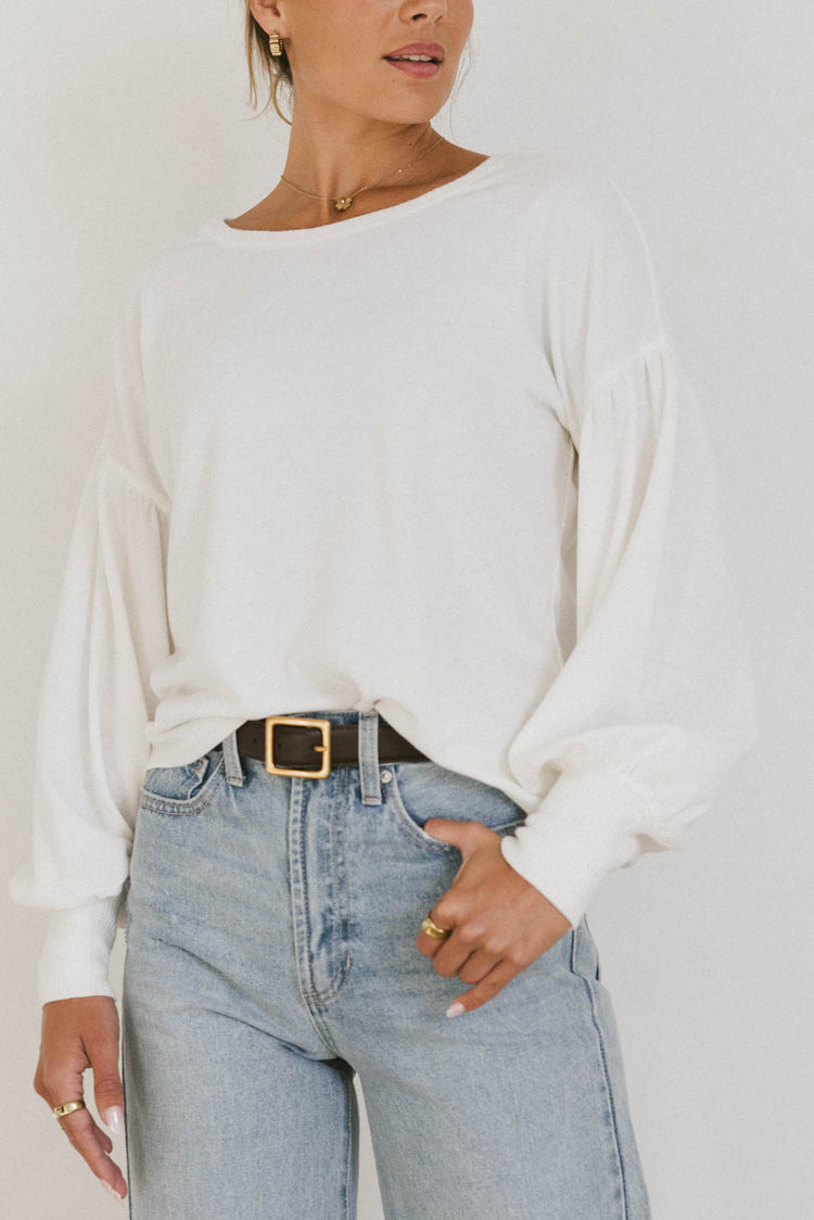 puff sleeve blouse in white