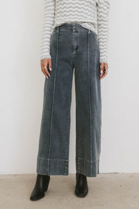 dark wash wide leg denim