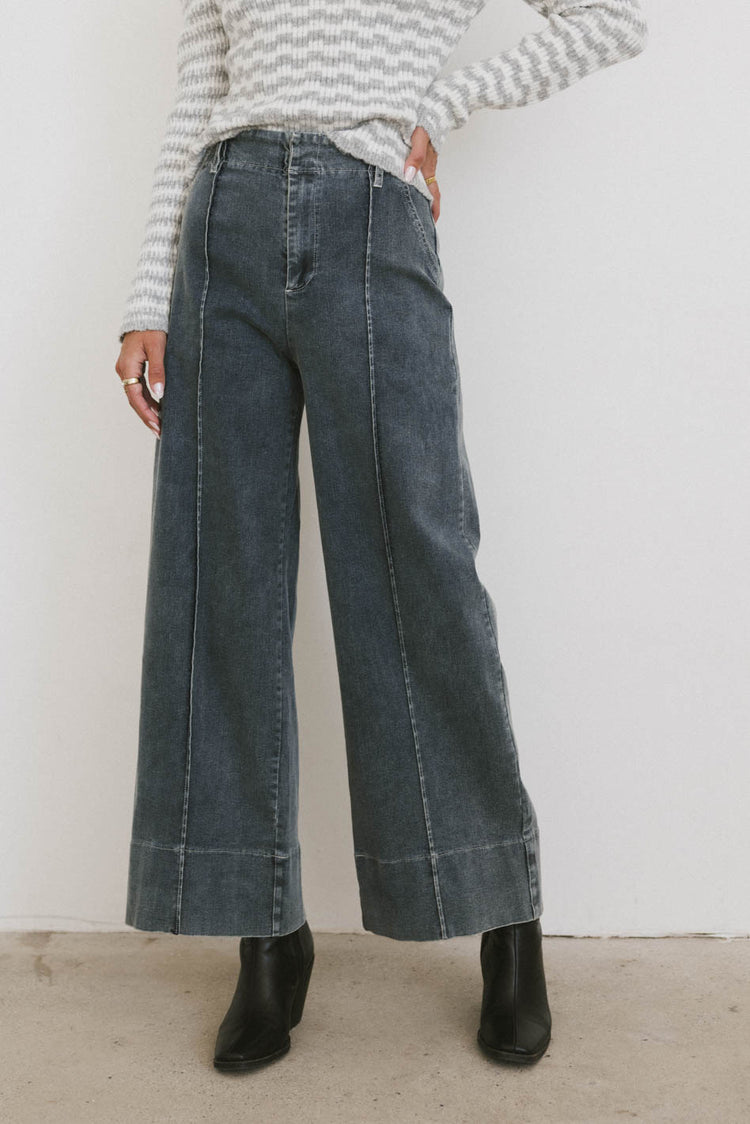 wide leg dark wash denim