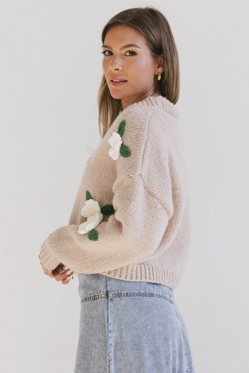 neutral knit sweater cardigan