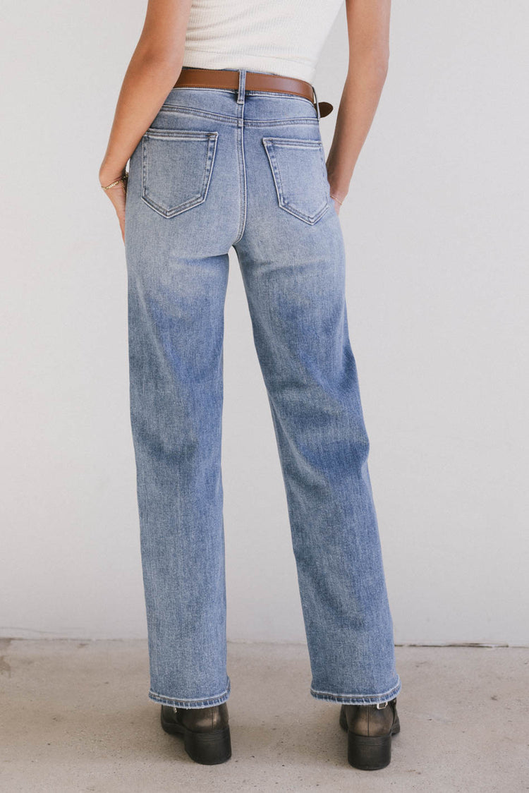 medium wash straight leg denim