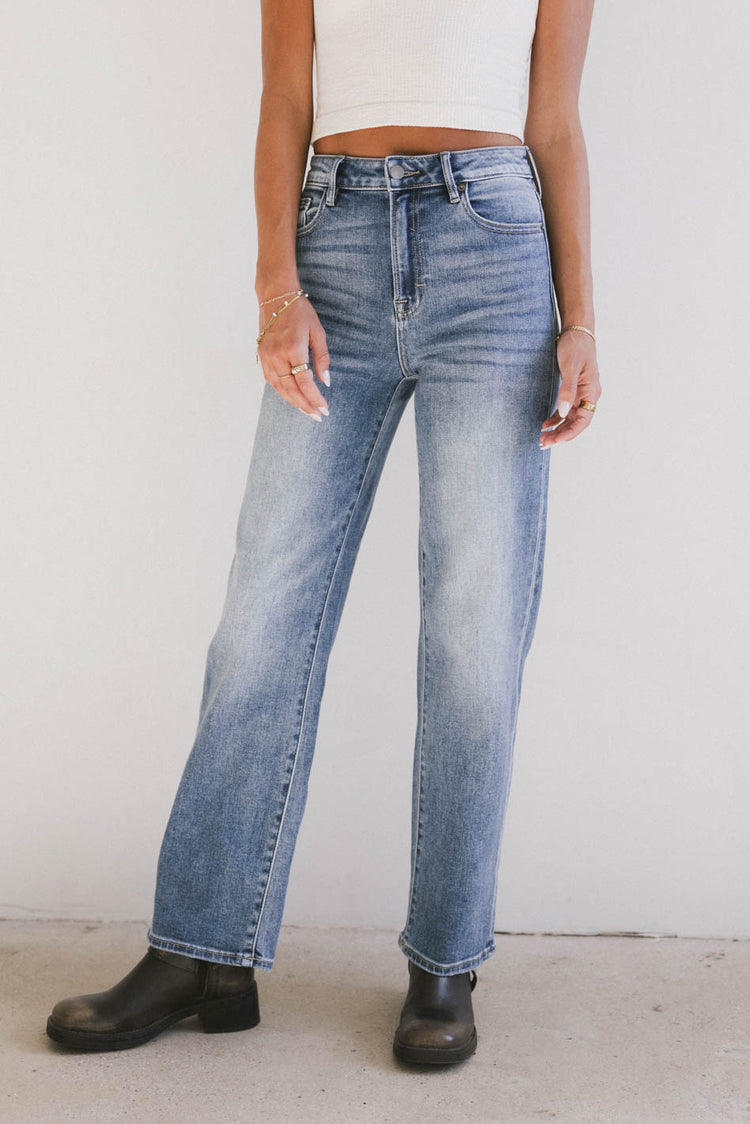 straight leg denim jeans