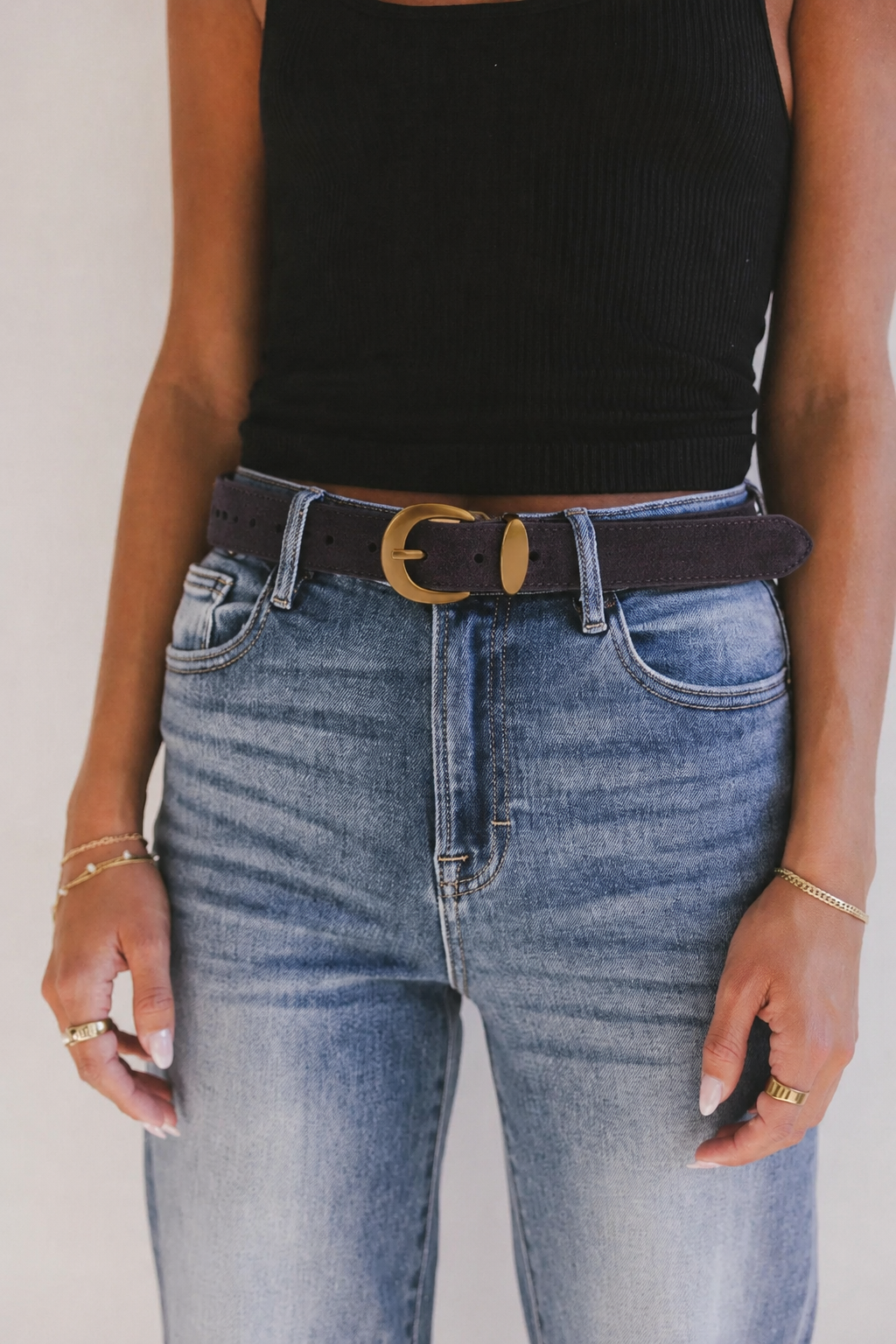 Lenny Suede Belt in Cognac