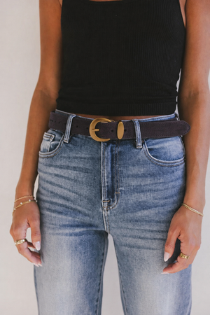 Lenny Suede Belt in Cognac