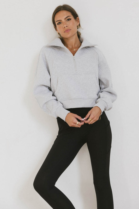 HEATHER GREY HALF ZIP