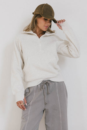 Krista Half Zip in Bone