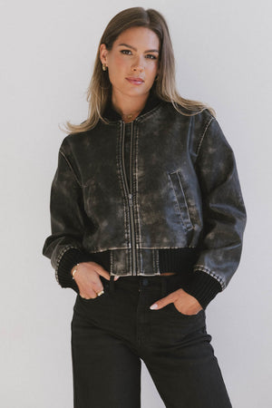 Clarissa Bomber Jacket in Black