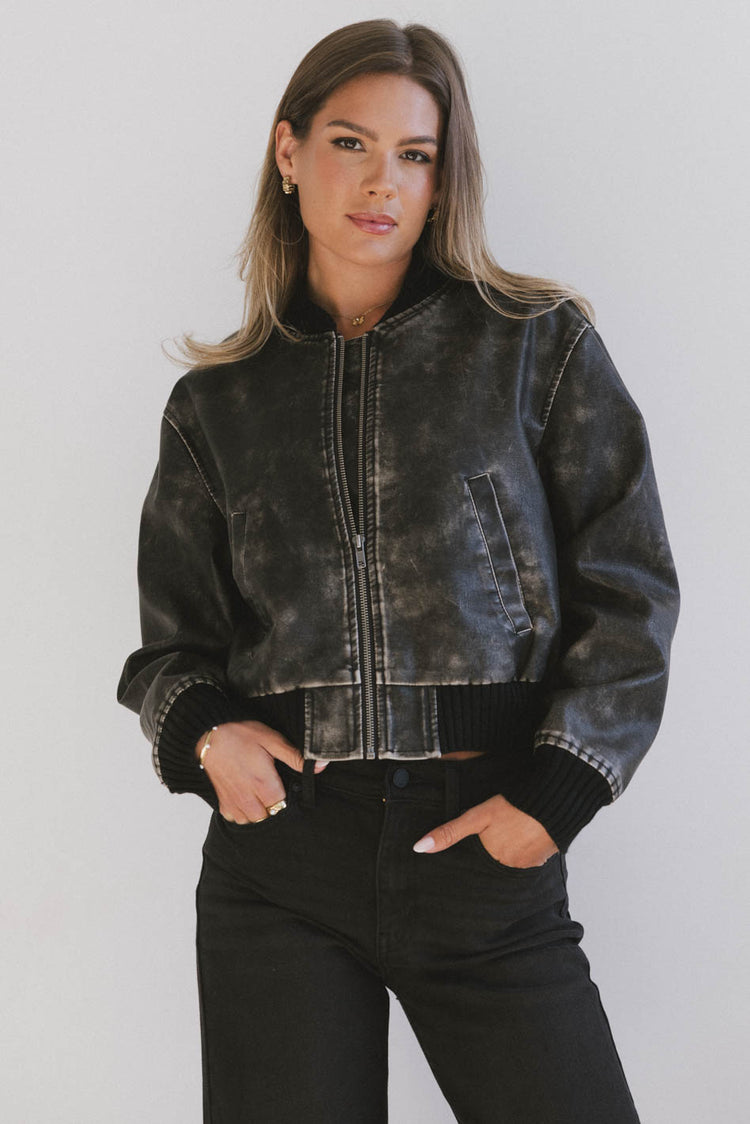 vegan leather black jacket